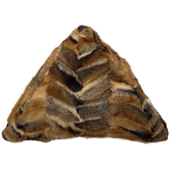 Real Rabbit Fur Triangle Accent Pillow – Modern Luxury Home Decor - Picture 2 of 8